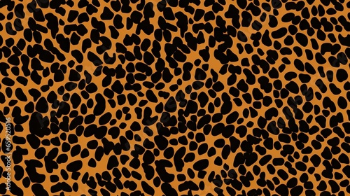  an animal print pattern with black spots on an orange background. generative ai