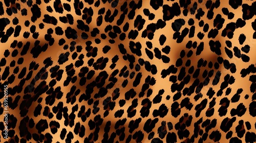 an animal print pattern with black spots on a brown background.  generative ai