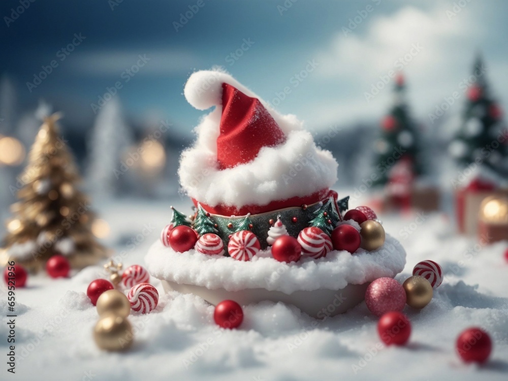 Santa Hat in snowy winter at Christmas 07 Santa Hat in snowy winter at Christmas 07
