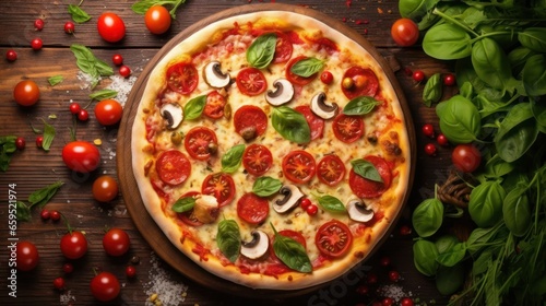 pizza with tomatoes and basil