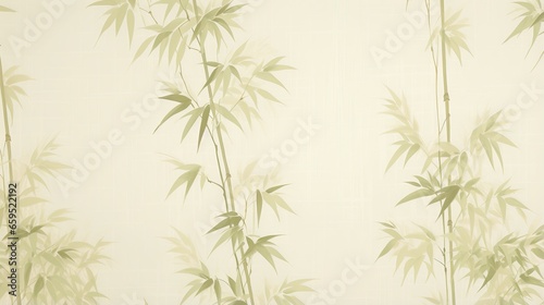  a wall with a bamboo plant on it and a white background.  generative ai