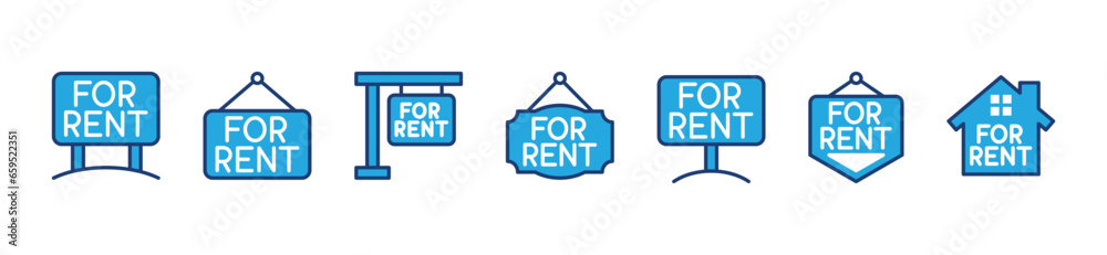 For rent sign. Rent hanging and board signs. Vector illustration For rent sign. Rent hanging and board signs. Vector illustration