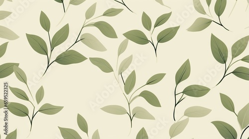 a wallpaper with green leaves on a white background,. generative ai