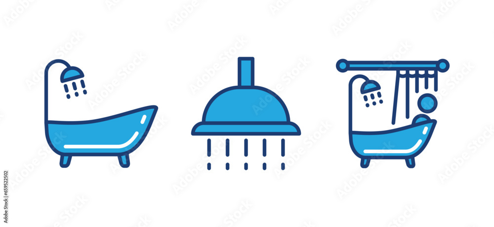 Bathroom icon. Bathtub, shower icon symbol. Bath room. Vector illustration Bathroom icon. Bathtub, shower icon symbol. Bath room. Vector illustration