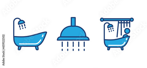 Bathroom icon. Bathtub, shower icon symbol. Bath room. Vector illustration