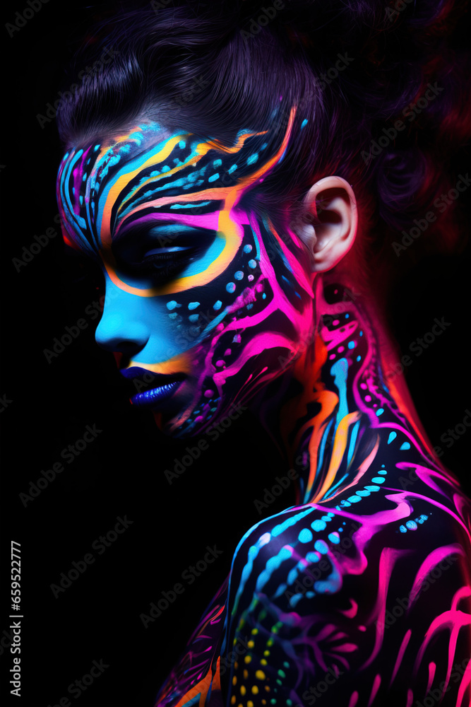 portrait of a girl with neon makeup portrait of a girl with neon makeup
