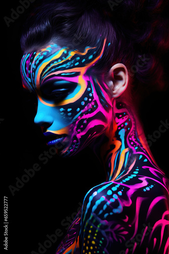 portrait of a girl with neon makeup