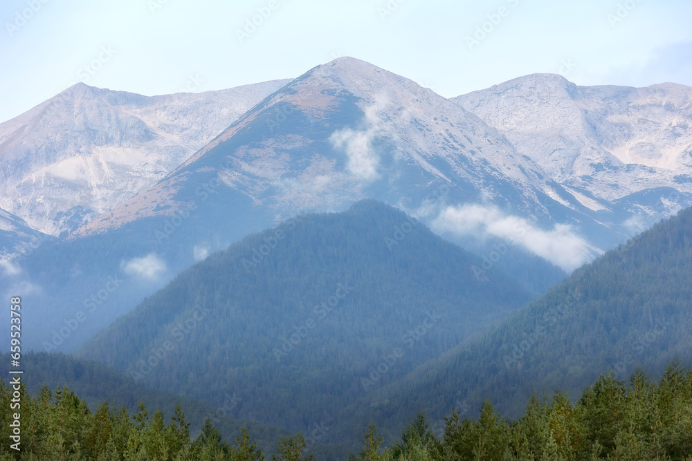 Pirin mountains, Bulgaria summer landscape, view from Bansko