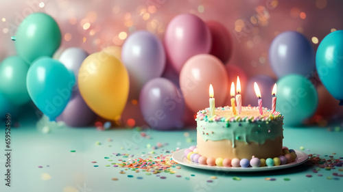 Festa di Compleanno con Colori Delicati, torta e Confetti