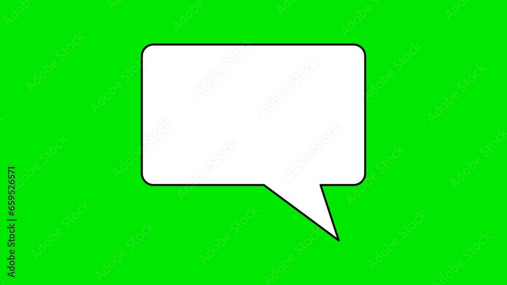 Animated white outlined speech bubble, chat balloon icon. Animated white outlined speech bubble, chat balloon icon.