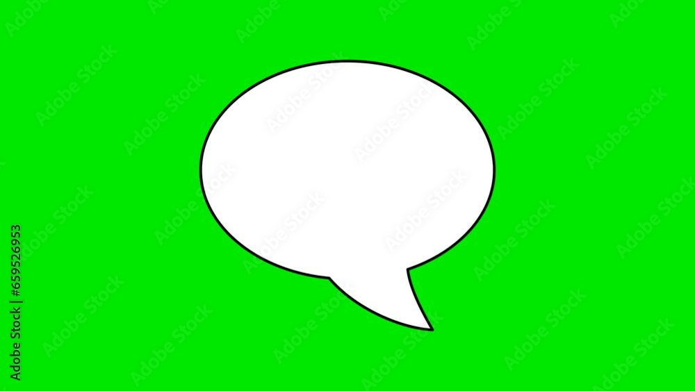 Animated white outlined speech bubble, chat balloon icon. Animated white outlined speech bubble, chat balloon icon.
