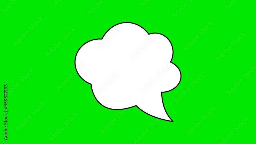 Animated white outlined speech bubble, chat balloon icon. Animated white outlined speech bubble, chat balloon icon.