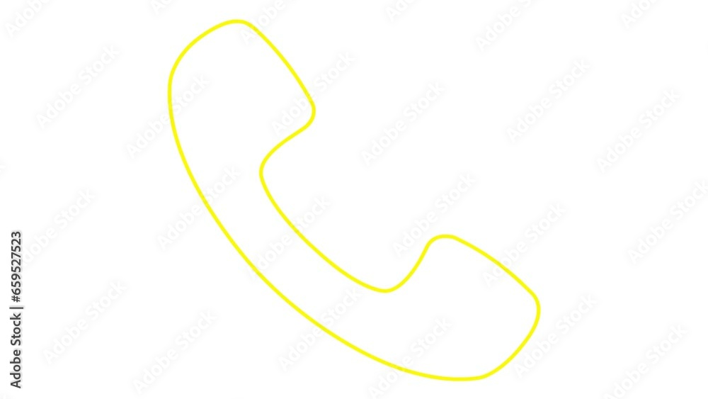Animated yellow linear icon of phone. Symbol of handset. Concept of communication, support. Looped video. Vector illustration isolated on white background. Animated yellow linear icon of phone. Symbol of handset. Concept of communication, support. Looped video. Vector illustration isolated on white background.