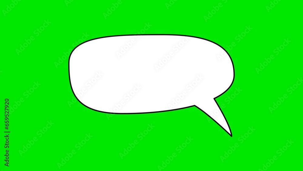 Animated white outlined speech bubble, chat balloon icon. Animated white outlined speech bubble, chat balloon icon.