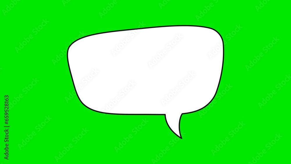 Animated white outlined speech bubble, chat balloon icon. Animated white outlined speech bubble, chat balloon icon.