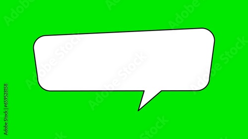 Animated white outlined speech bubble, chat balloon icon.