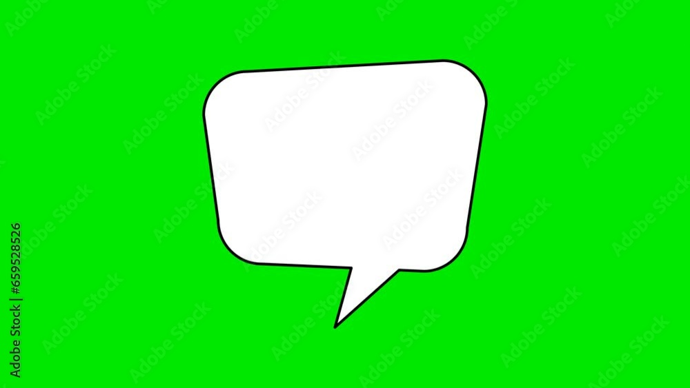 Animated white outlined speech bubble, chat balloon icon. Pictogram, comic book, illustration.