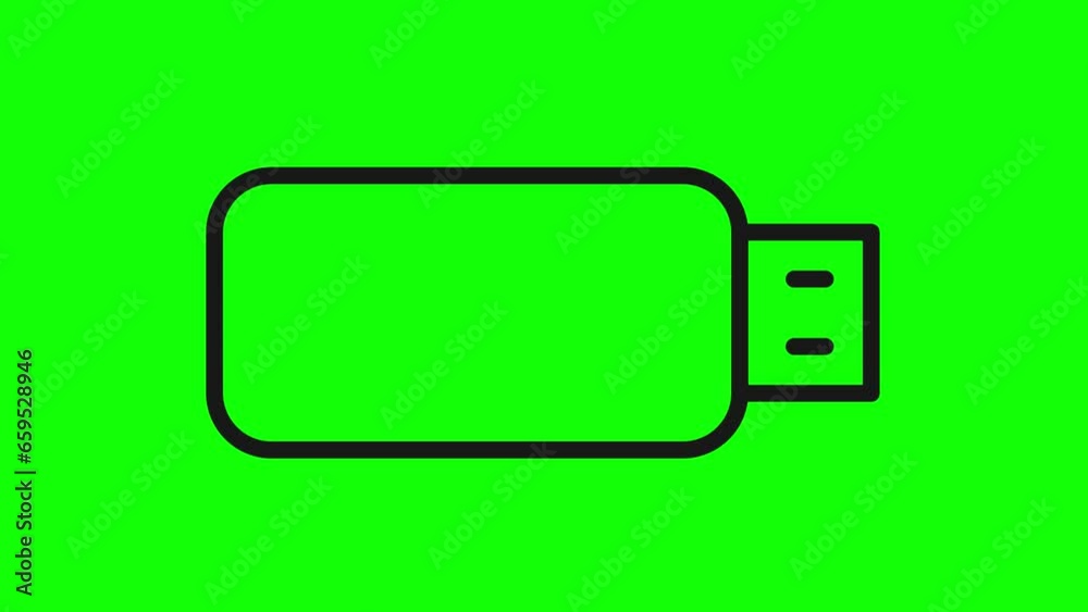 Animated outlined usb stick icon. background. Animated outlined usb stick icon. background.