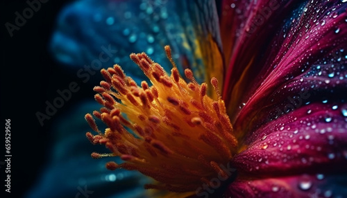 Vibrant multi colored gerbera daisy in close up, showcasing beauty in nature generated by AI