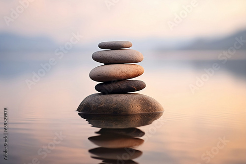 Serene Meditation and Balanced Stones Symbolizing Inner Peace and Emotional Stability