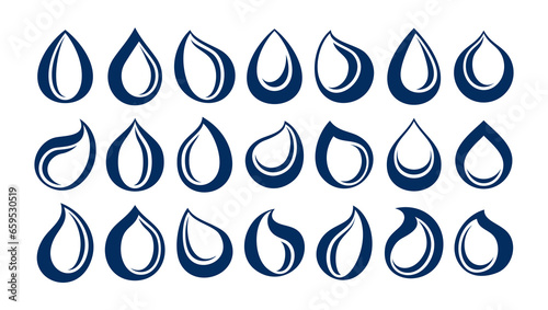 Set of minimalist line swoosh water drop icon logo design