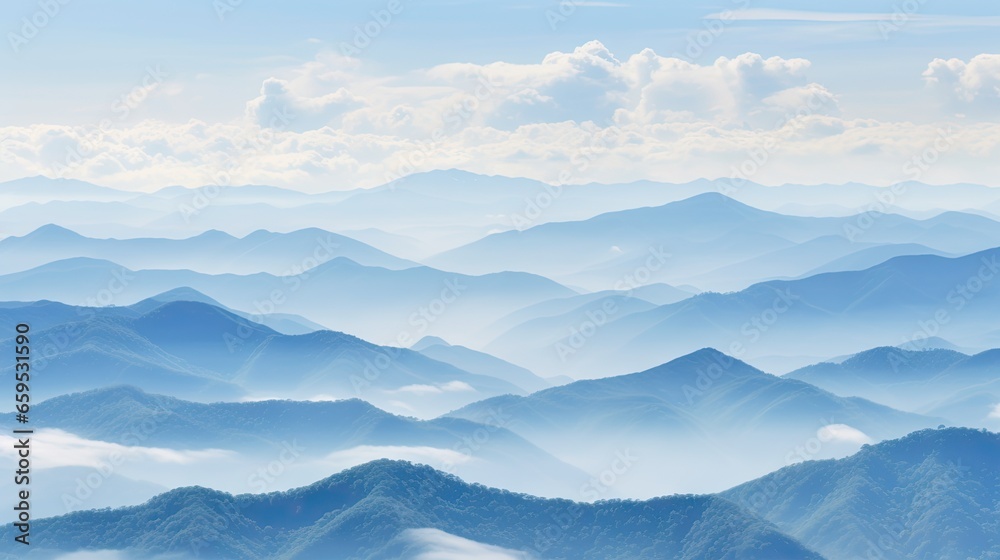  a view of a mountain range from the air with clouds in the sky.  generative ai