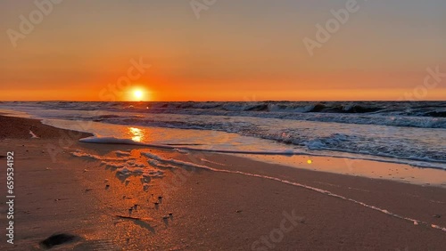 Wallpaper Mural Sunset on the beach in Golubitskaya. Beautiful sunset on the background of the sea. Sunset landscape, amazing light of nature. The background of the nature environment.The Sea of Azov. Golubitskaya 4К Torontodigital.ca