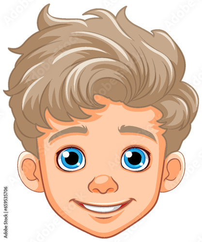 Boy cartoon head isolated
