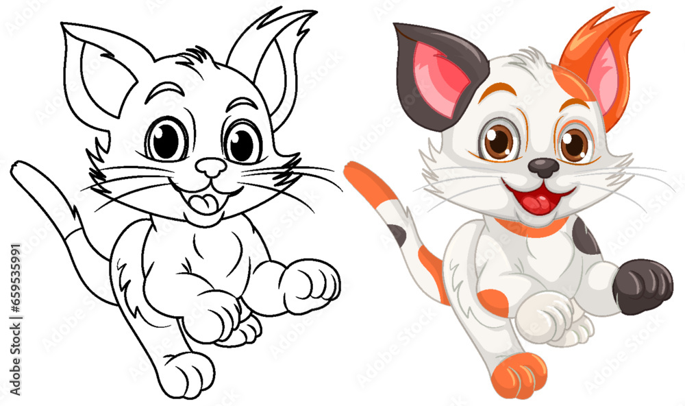 Obraz premium Cat doodle coloring page for children
