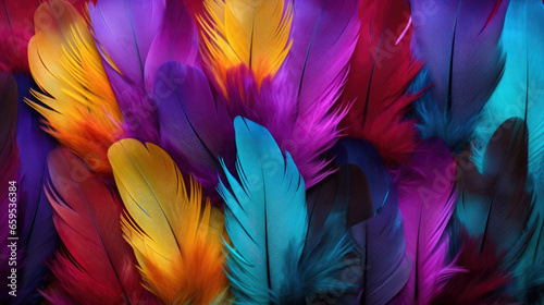 Close up of a multicolored feather background