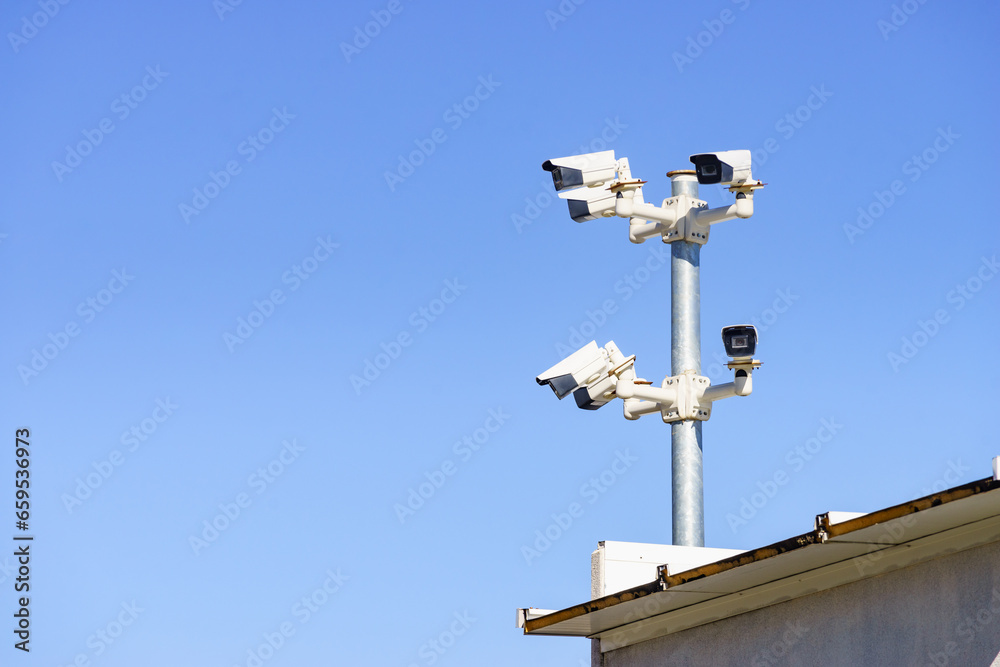 Security video camera against sky. Security video camera against sky.