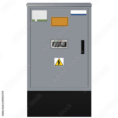 Electrical box, industrial electrical control panel. Electricity metering cabinet. Substation. 