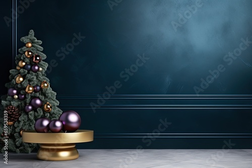 Christmas background  support  podium for goods in the trendy moody botanical shade.