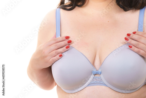 Plus size woman big breast wearing bra