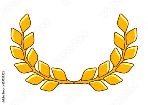 Gold laurel wreath. Illustration of award for sports or corporate competitions.