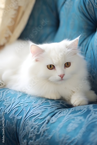 adorable white cat on sofa