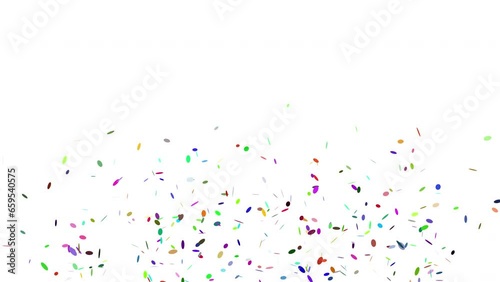 Confetti Multicolor Party Popper Explosions on a White and Green Background, Two options 3d animation, 4K.