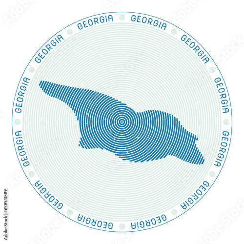 Georgia shape radial arcs. Country round icon. Georgia logo design poster. Astonishing vector illustration.