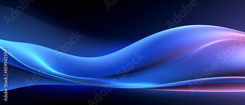 abstract futuristic background with blue, cyan glowing neon moving high speed wave lines lights. Blue simple curve light effect wallpaper, Generative ai