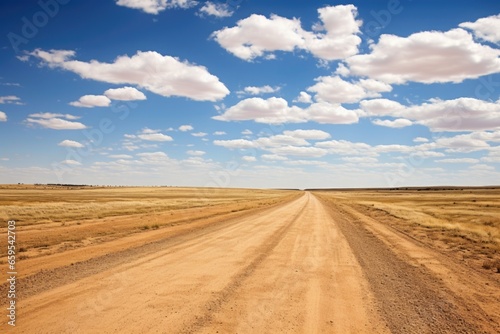an empty dirt road stretching into the horizon