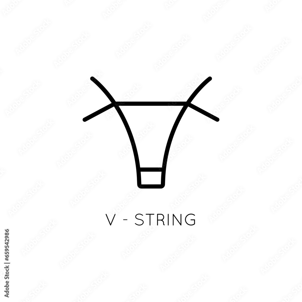 V string Icon. Women's underwear for web design, internet, advertising, labels, industry.
