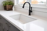 modern white countertop with under-mount sink