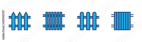 Fence icon set. Home or house wood fence icon symbol on white background. Vector illustration
