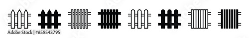 Fence line icon set. Home or house wood fence icon symbol on white background. Vector illustration