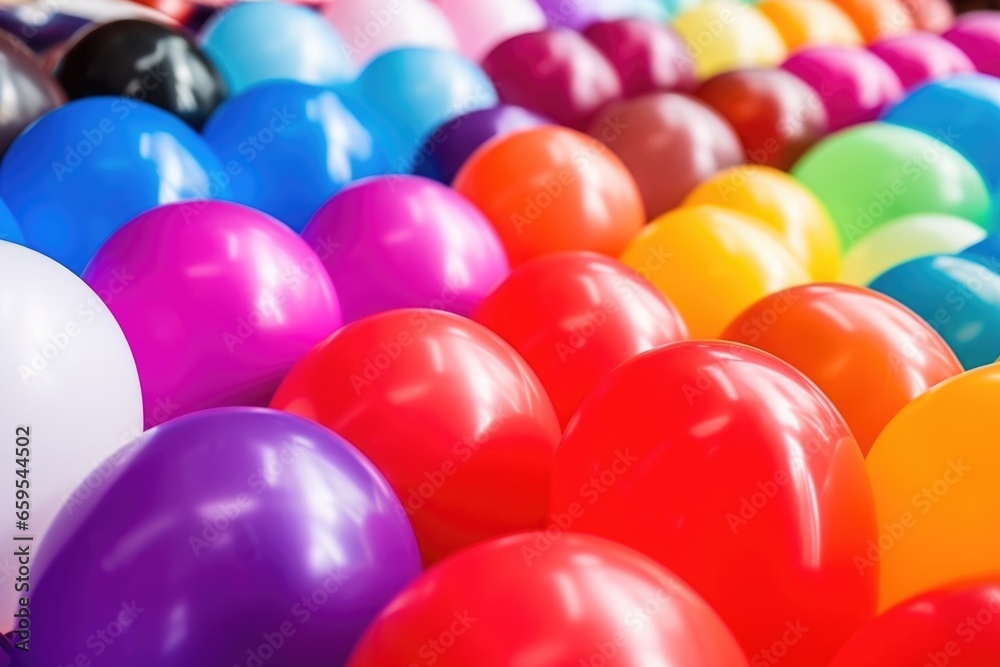view of latex balloons in various vibrant colors view of latex balloons in various vibrant colors