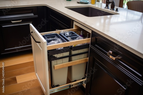new pull-out trash system under kitchen sink