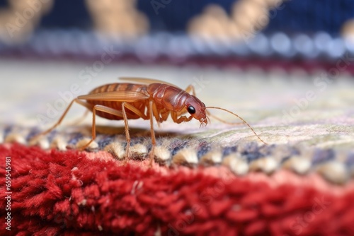 a flea peacefully sitting on a piece of carpet photo
