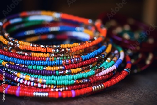 close-up of vibrant beaded jewelry