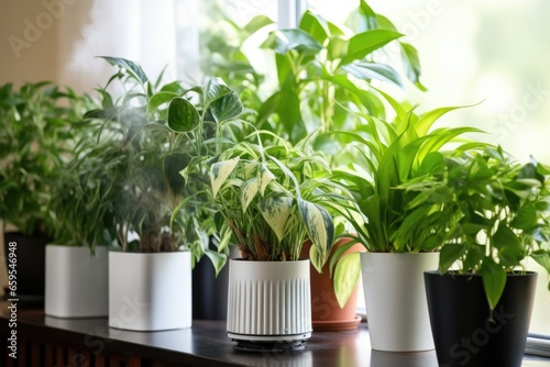 indoor plants purifying the air in a room