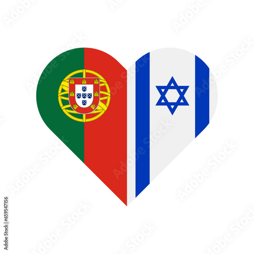unity concept. heart shape icon of portugal and israel flags. vector illustration isolated on white background